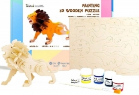 Puzzle Drewniane 3D Do Malowania Lew