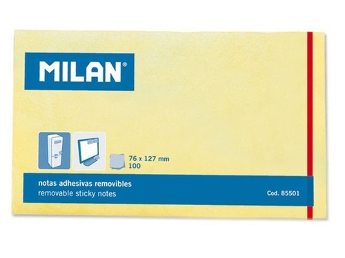 Karteczki Milan samoprzylepne 76x127 mm żółte 10 sztuk