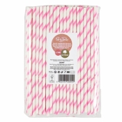Słomki papierowe łamane różowe 144szt
