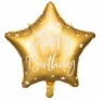 Balon foliowy Happy Birthday Gwiazdka 40cm złoty