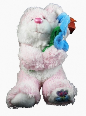 Pluszowy króliczek z kwiatkiem 22 cm - <br />