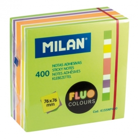 Karteczki samoprzylepne MILAN FLUO kostka, 76 x 76 mm, 5 kolorów, 400k. (4155NP400)