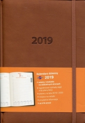 Kalendarz 2019 książkowy A5 dzienny Lux jasny brąz (KK-A5DL)