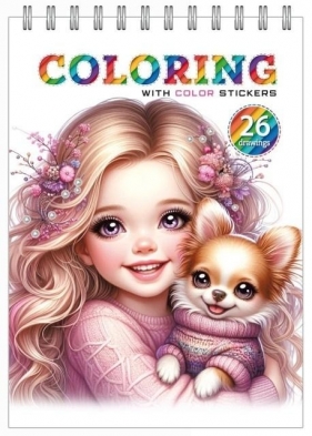 Kolorowanka 148x210 z naklejkami 12 stron Dziewcz