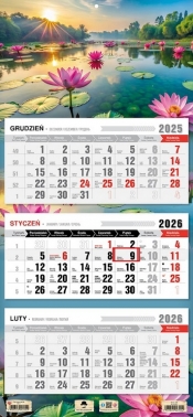 Kalendarz 2026 trójdzielny płaska główka - Jezioro