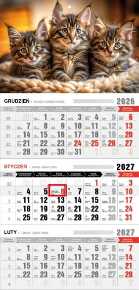 Kalendarz 2027 trójdzielny-jednodzielny z magnesem, 1 szt.