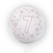 Balon Tuban 45cm cyfra 7 - Gwiazdki, różowy (TB 3690)