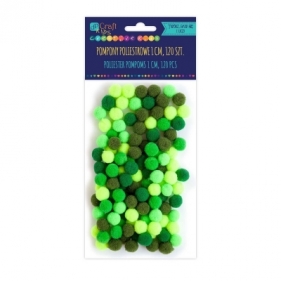 Pompony poliestrowe 1 cm mix zielony, 120 szt. (KSPO-029)