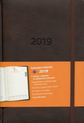 Kalendarz 2019 książkowy A5 dzienny Lux ciemny brąz (KKA5DL)