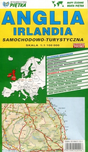 Wielka Brytania i Irlandia mapa samochodowo - turystyczna