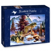 Bluebird Puzzle 1000: Rodzina wilków w górach