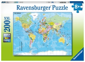 Ravensburger, Puzzle XXL 200: Mapa świata (12890)