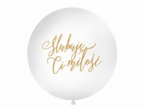 Balon gumowy Partydeco 1 m, Ślubuję Ci..., biały biały 100 cm (OLBON21D-008-019)