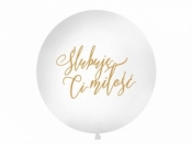 Balon gumowy Partydeco 1 m, Ślubuję Ci..., biały biały 100 cm (OLBON21D-008-019)