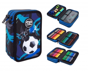 Coolpack, Piórnik potrójny z wyposażeniem Jumper 3 - Football Navy (F067967)