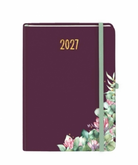 Kalendarz 2027 Botanical A4 tygodniowy bordowy