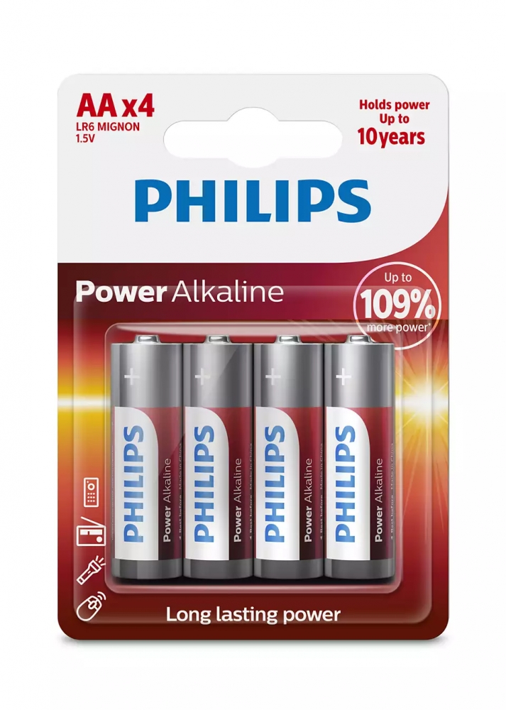 Bateria Philips Power Life alkaliczna LR6 4 sztuki na blistrze AA