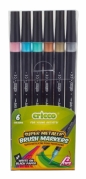 Cricco, dwustronne pisaki pędzelkowe - metaliczne, 6 szt. (CR385K6)