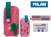 Multipiórnik Milan owalny z 4 piórnikami Cactus róż