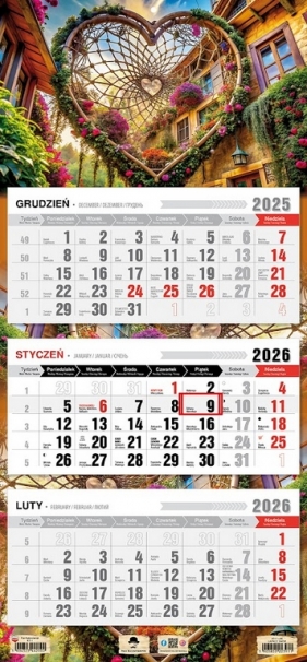 Kalendarz 2026 trójdzielny płaska główka - Łapacz