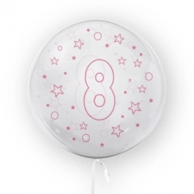 Tuban, Balon 45cm cyfra 8 - Gwiazdki, różowy (TB 3691)