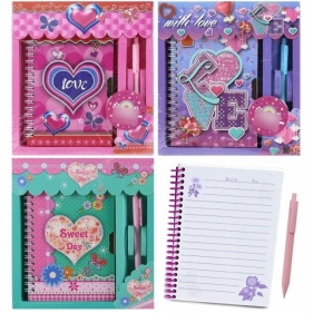 Notatnik pamiętnik serce z długopisem MIX
