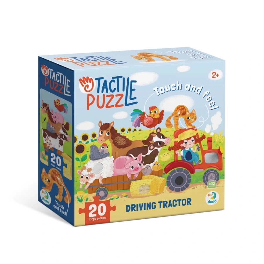 <img src='https://webimage.pl/pics/912/0/d48231159109121.jpg' style='height:440px' /> Puzzle sensoryczne - Jadę traktorem, 20 el. (DOB10912)