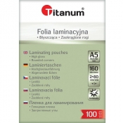 Folia do laminowania Titanum A5 80 mic, 154mm x 216mm - przezroczysta (128867)