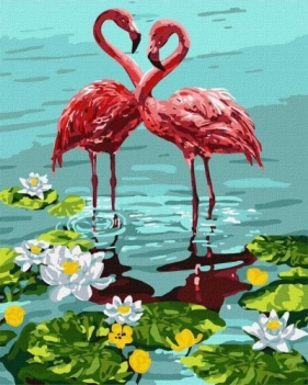Malowanie po numerach - Para flamingów 40x50cm
