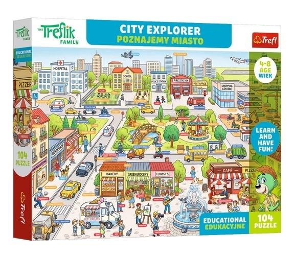 <img src='https://webimage.pl/pics/912/6/d5900511156058.jpg' style='height:440px' /> Puzzle 104 Rodzina Treflików Poznajemy miasto