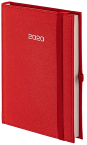 Kalendarz 2020 A4 dzienny Cross z gumką czerwony (A4D118B-CZERWONY)