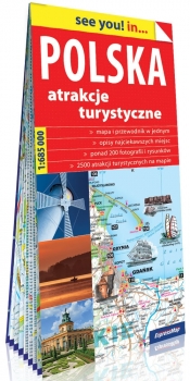 Polska Atrakcje turystyczne papierowa mapa samochodowa 1:685 000