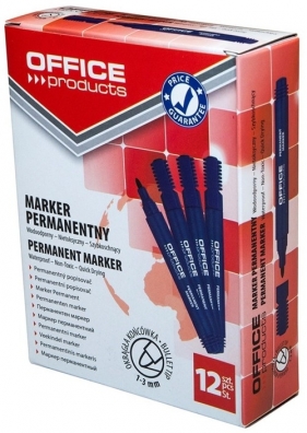 Marker permanentny OFFICE PRODUCTS, okrągły, 1-3mm (linia), niebieski 12 sztuk