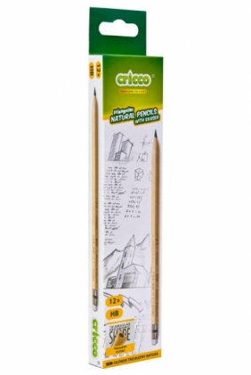 Ołówek HB Cricco Natural, trójkątny z gumką (CR315)