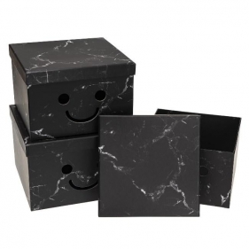 Pudełko Flower Box 3szt Smile czarny ROZETTE