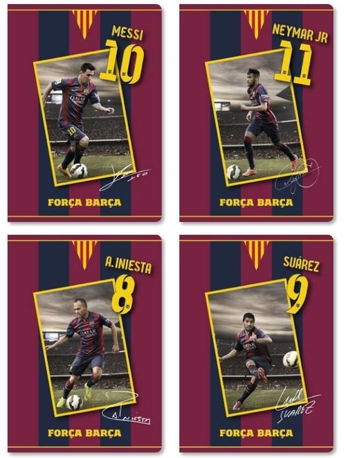 Zeszyt A5 FC Barcelona Barca Fan 3 w kratkę 16 kartek 20 sztuk