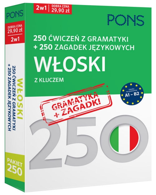 250 ćwiczeń z gramatyki Włoski +250 zagadek