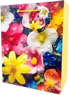 Torebka ozdobna matowa 18x23x10cm Kwiaty