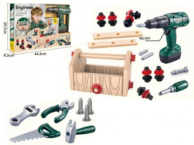 Zestaw narzędzi + wkrętarka 44,4x8,3x29,7cm