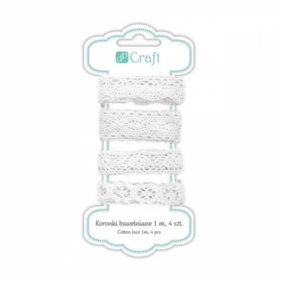 Koronki bawełniane 1 m, 4 sztuki bridal white