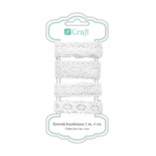 Koronki bawełniane 1 m, 4 sztuki bridal white