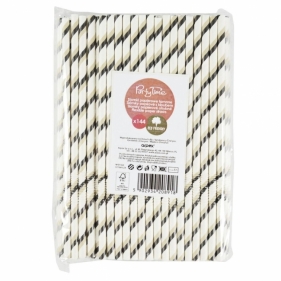 Słomki papierowe łamane czarne 144szt