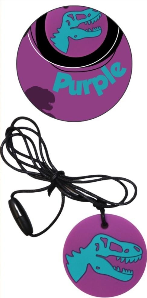 Gryzak antystresowy naszyjnik - dinozaur fioletowy