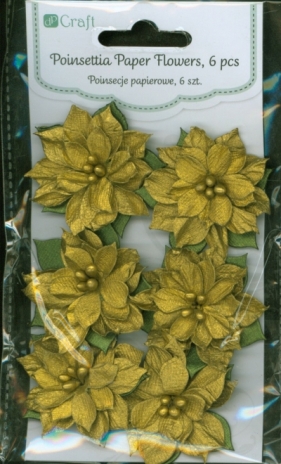 Poinsecje papierowe 6szt gold