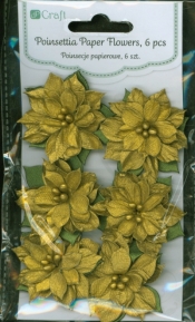 Poinsecje papierowe 6szt gold