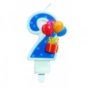 Świeczka urodzinowa 2 z balonami