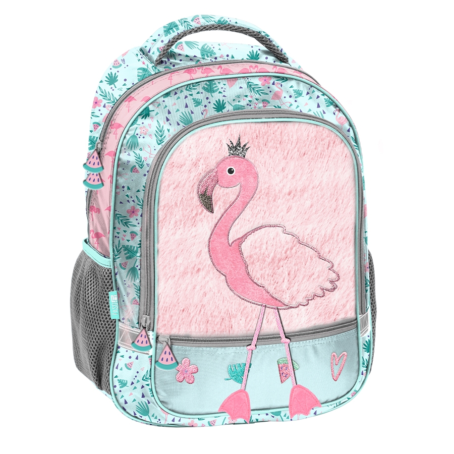Plecak dwukomorowy szkolny - Flamingo