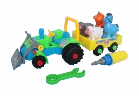 Traktor z przyczepą do skręcania