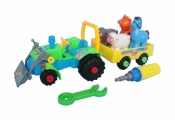 Traktor z przyczepą do skręcania