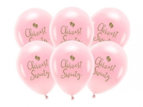 Balony Eco Chrzest Święty rumiany różowy 33cm 6szt